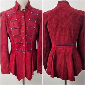 Vintage Red Ren Ellis Santa Fe Leather Buckskin Western Pioneer Renegade Jacket